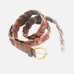 Amiee Lynn Belt Brown Leather Brass Buckle Women 2X Casual Western